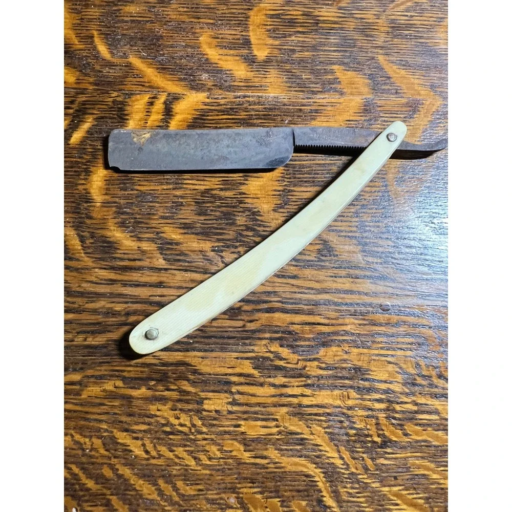 Vintage The Palmer Chicago Straight Razor Antique Folding Shaving Blade Patina